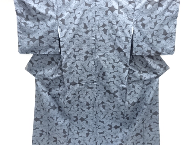 JAPANESE KIMONO / SILK / DORO OSHIMA TSUMUGI / WOVEN FLOWERS